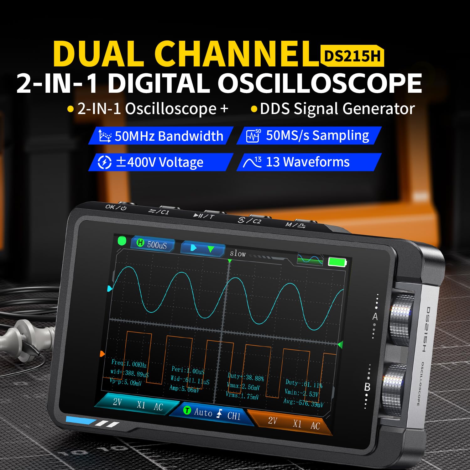 FNIRSI DS215H Digital Oscillos - Fnirsi Digital Oscilloscope Handheld review and price